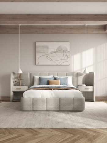 Ashlar Queen Upholstered Panel Bed with Nightstand