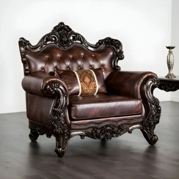 Palencia Traditional Dark Cherry & Brown Chair FM65005BR-CH by Furniture of America