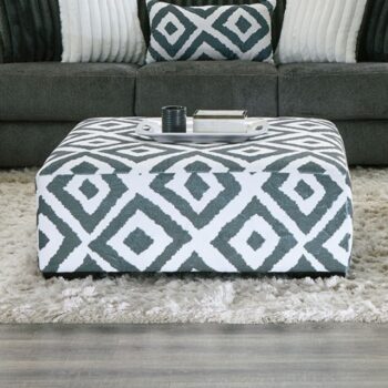 Loughton Transitional Gun Metal & Ivory Chenille Ottoman – SM5195-OT