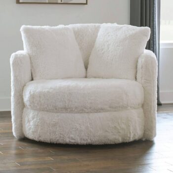Cochrane Contemporary White Faux Fur Swivel Accent Chair – SM5121-CH