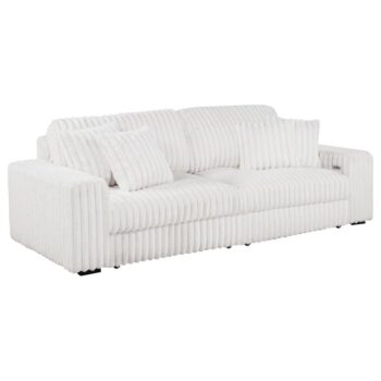 Jacana Corduroy Upholstered Dual Power Chaise Sofa Ivory by Coaster Furniture