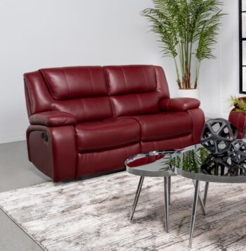 Camila Upholstered Motion Reclining Loveseat Red by Coaster Furniture