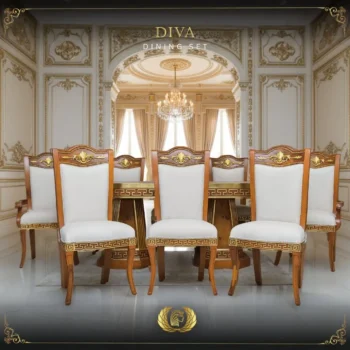 9PCS Handmade Brown Gold Diva Dining Set